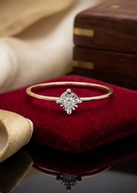 Elegant Rose Gold Diamond Ring ALR00819