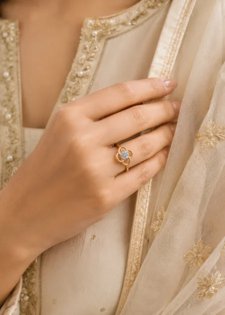 Elegant Rose Gold Diamond Ring ALR00852