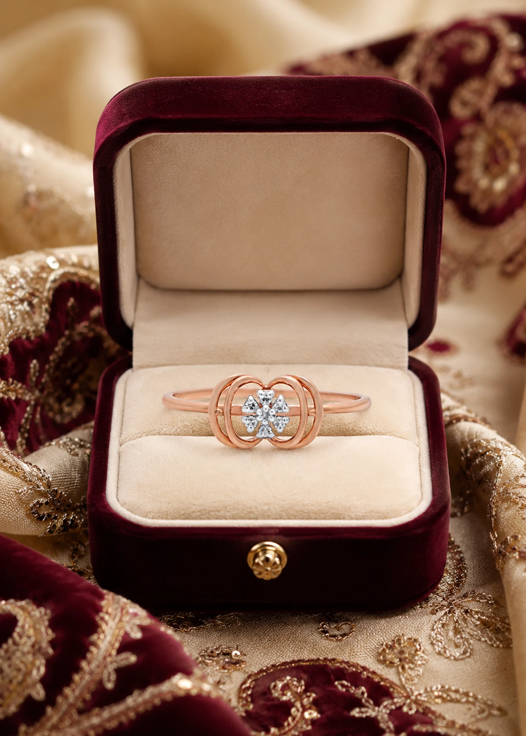 Elegant Rose Gold Diamond Ring ALR00816