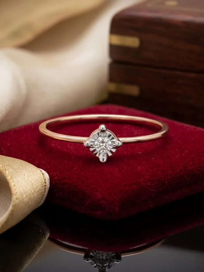Elegant Rose Gold Diamond Ring ALR00819