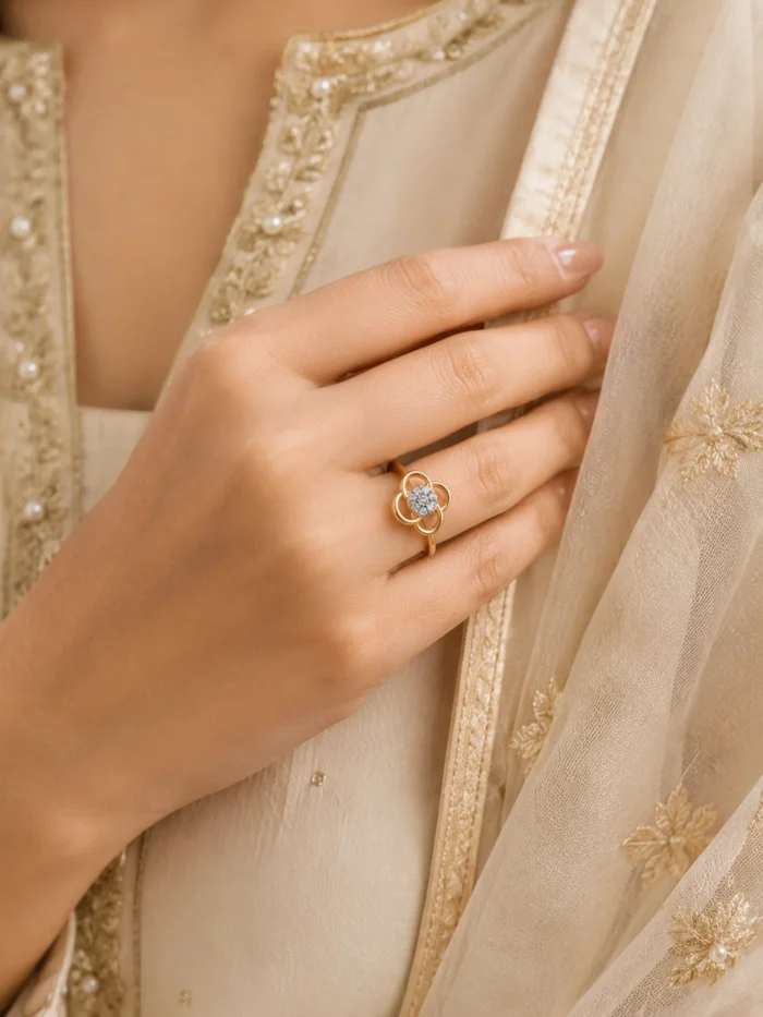 Elegant Rose Gold Diamond Ring ALR00852